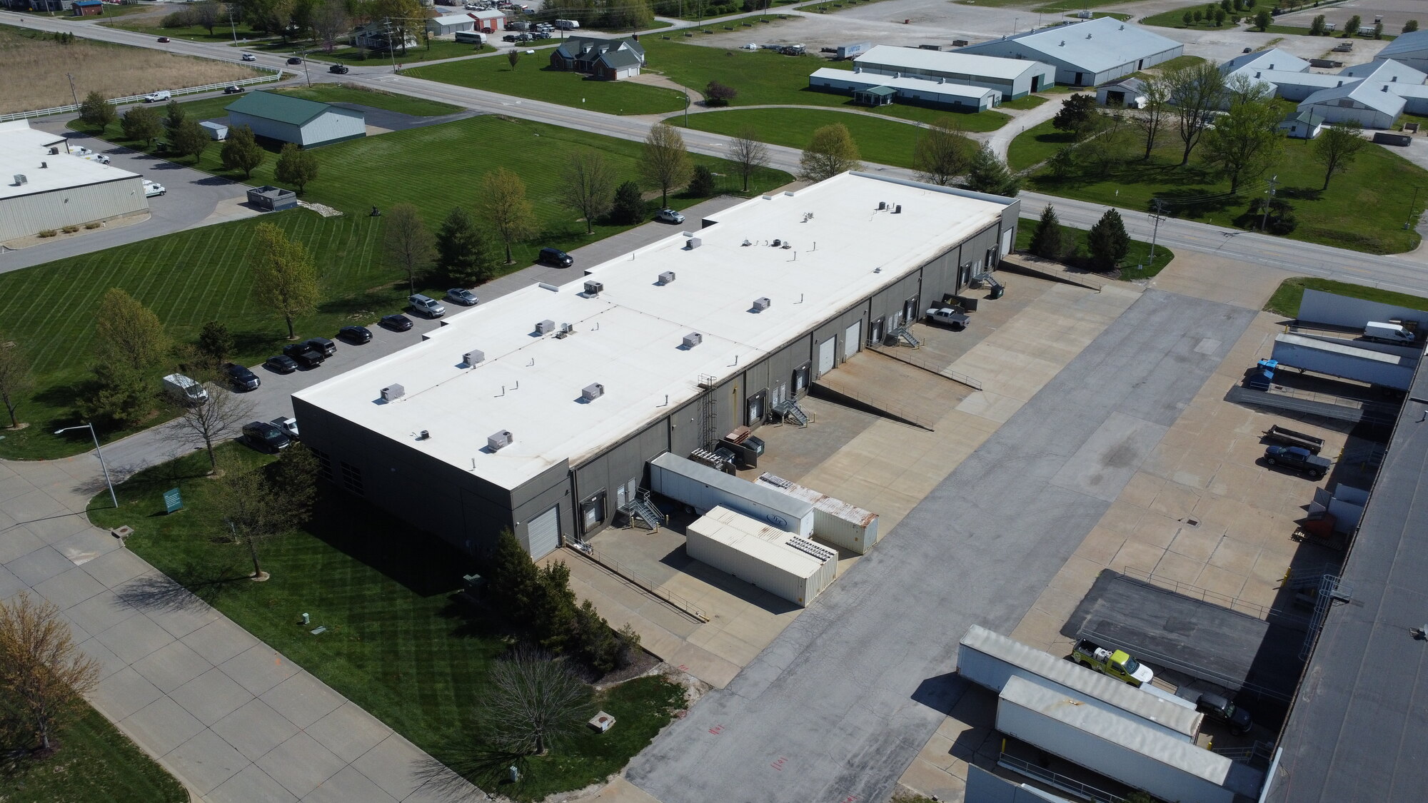 Aerial close-up of rear loading apron at Stag Industrial with truck at dock